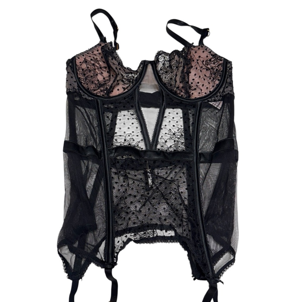 Victoria's Secret Black and Pink New Lace Corset Size L